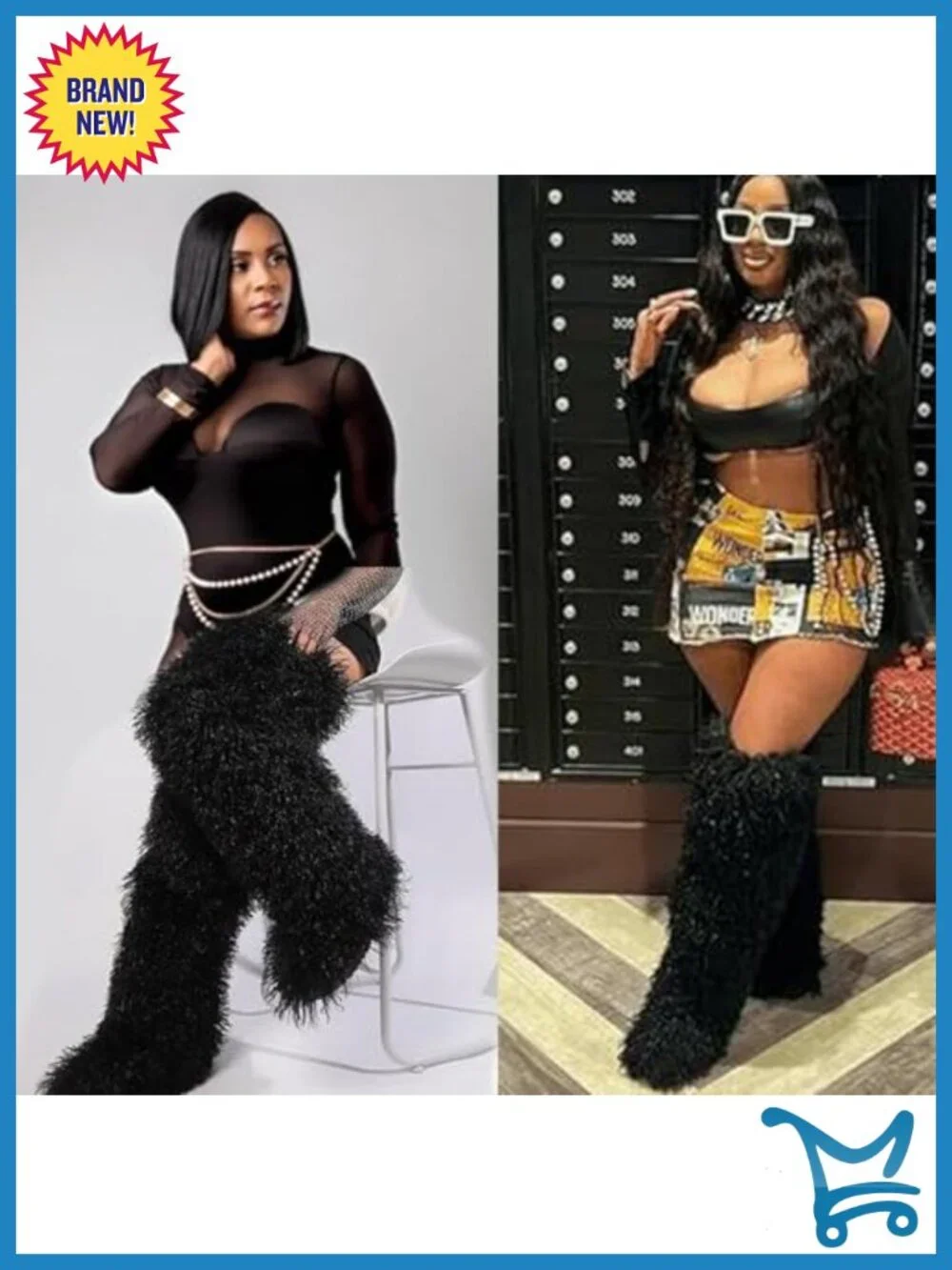 Over the Knee Faux Fur Boots Winter Thigh High Fluffy Snow Boots
